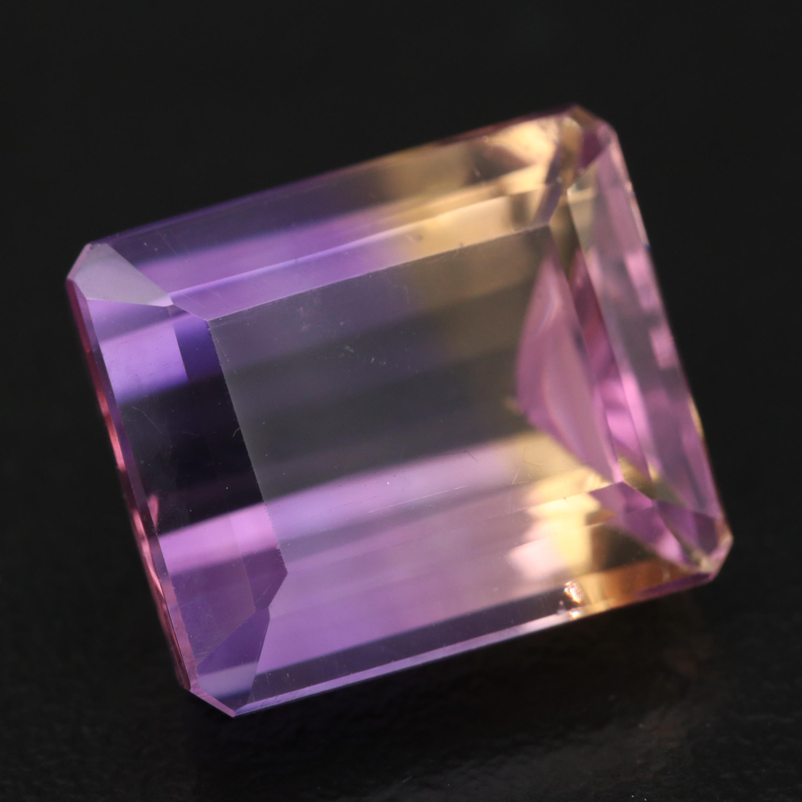 Loose 12.52 CT Cut Corner Rectangular Faceted Ametrine