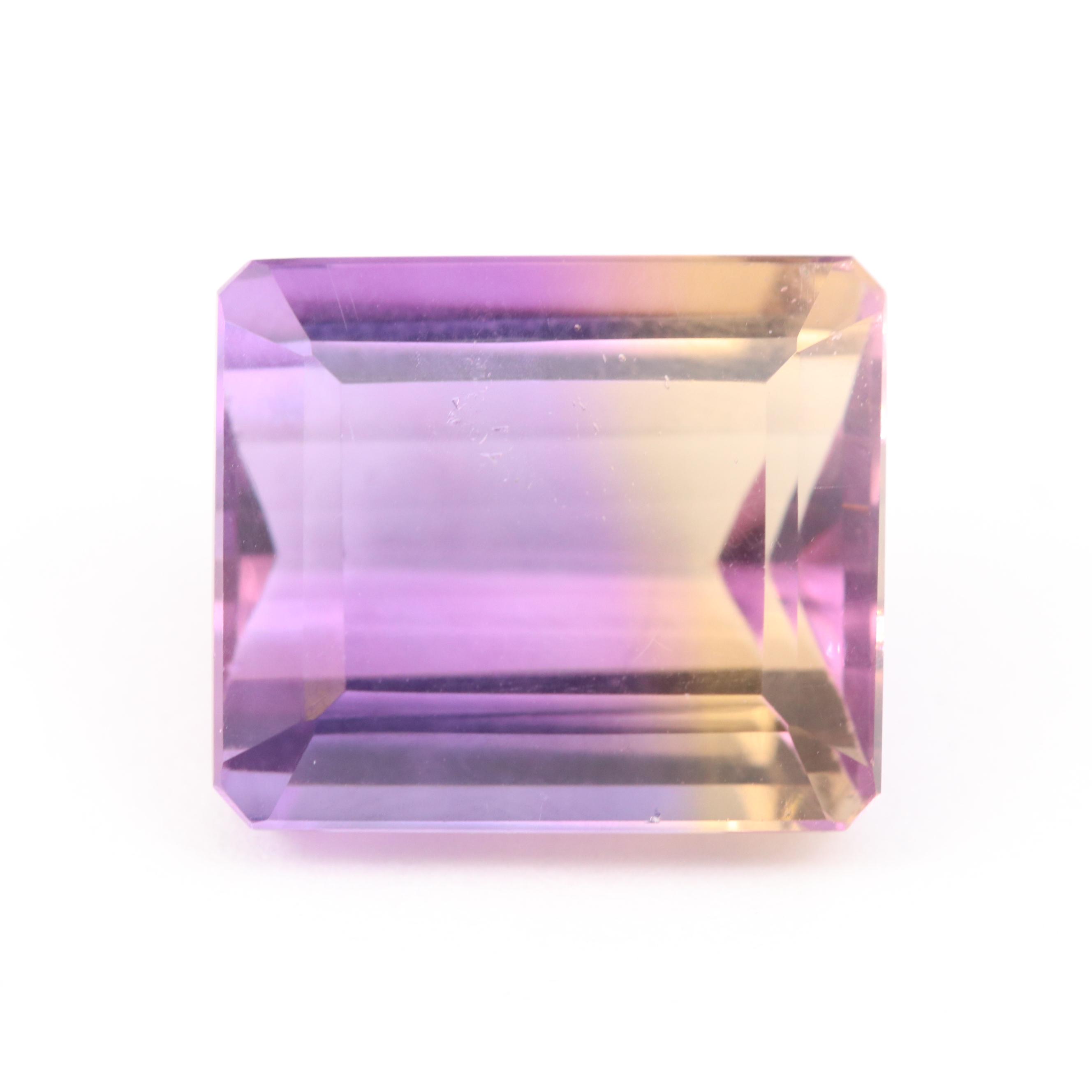 Loose 12.52 CT Cut Corner Rectangular Faceted Ametrine