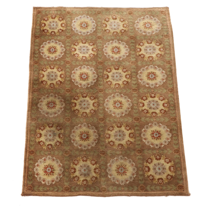 4'2 x 5'11 Hand-Knotted Indian Wool Area Rug from The Rug Gallery