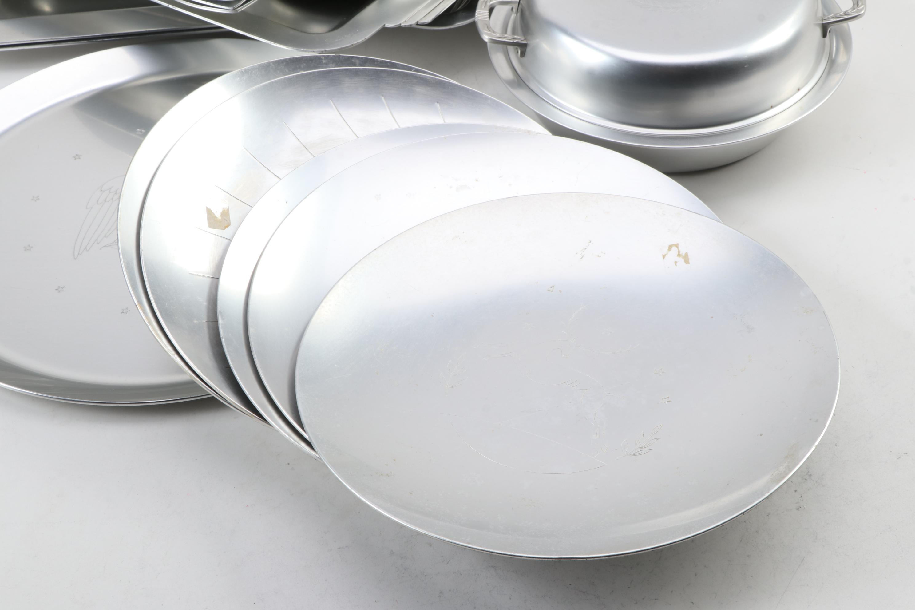 Pete Kensington Aluminum Art Deco Style Pitcher, Trays and Other Home Décor