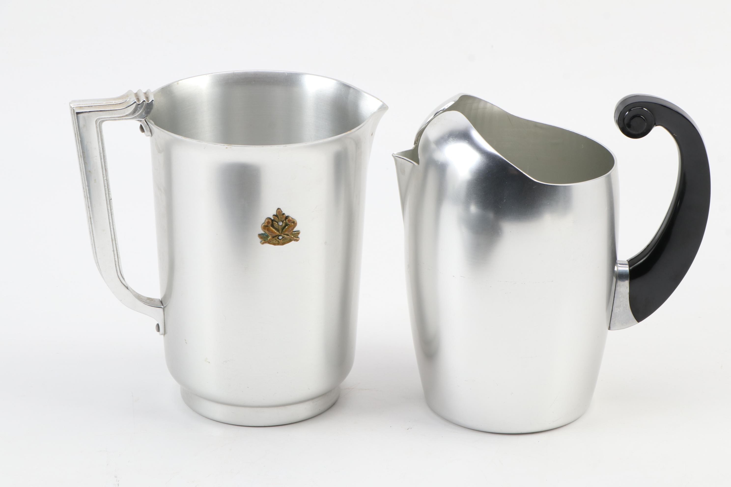 Pete Kensington Aluminum Art Deco Style Pitcher, Trays and Other Home Décor