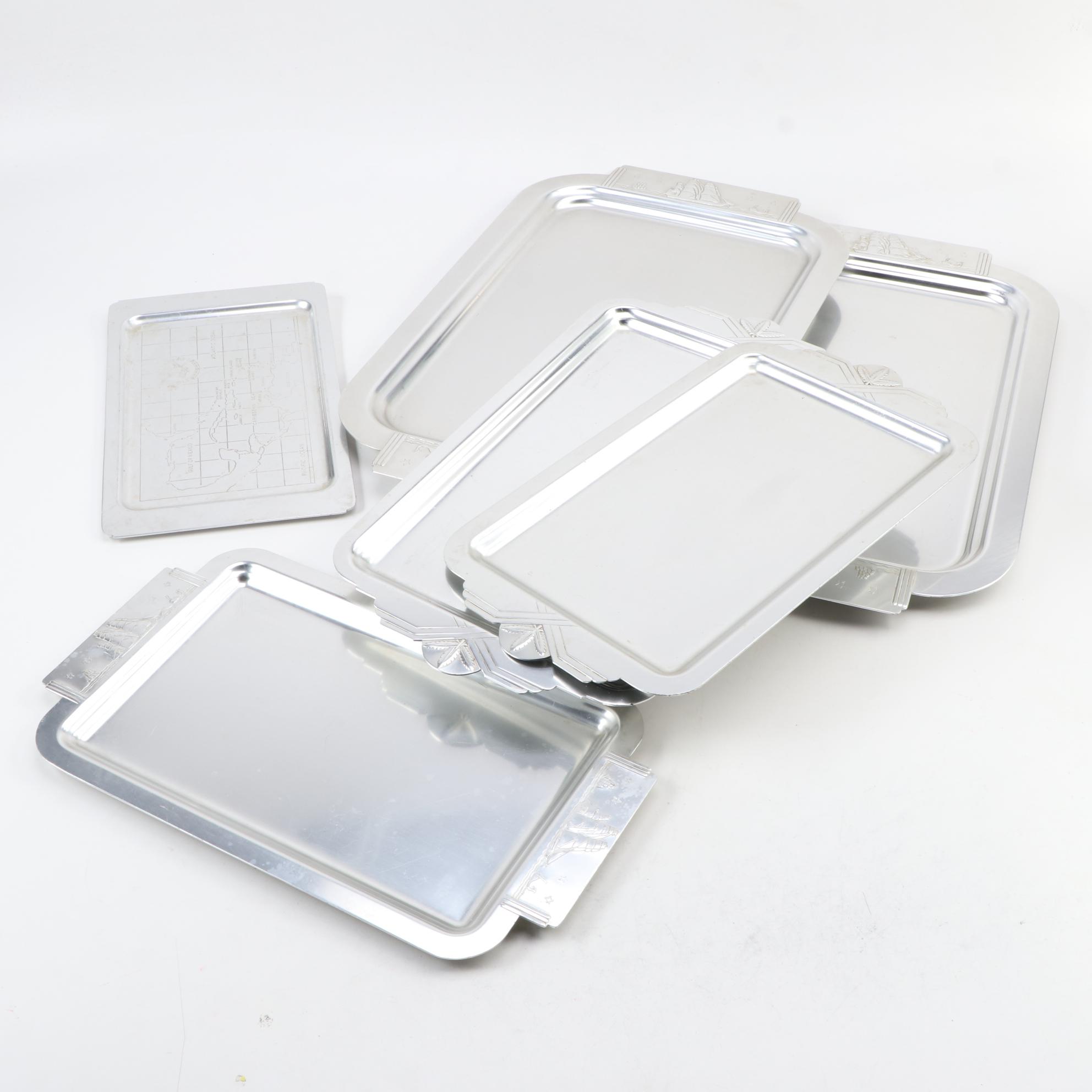 Pete Kensington Aluminum Art Deco Style Pitcher, Trays and Other Home Décor