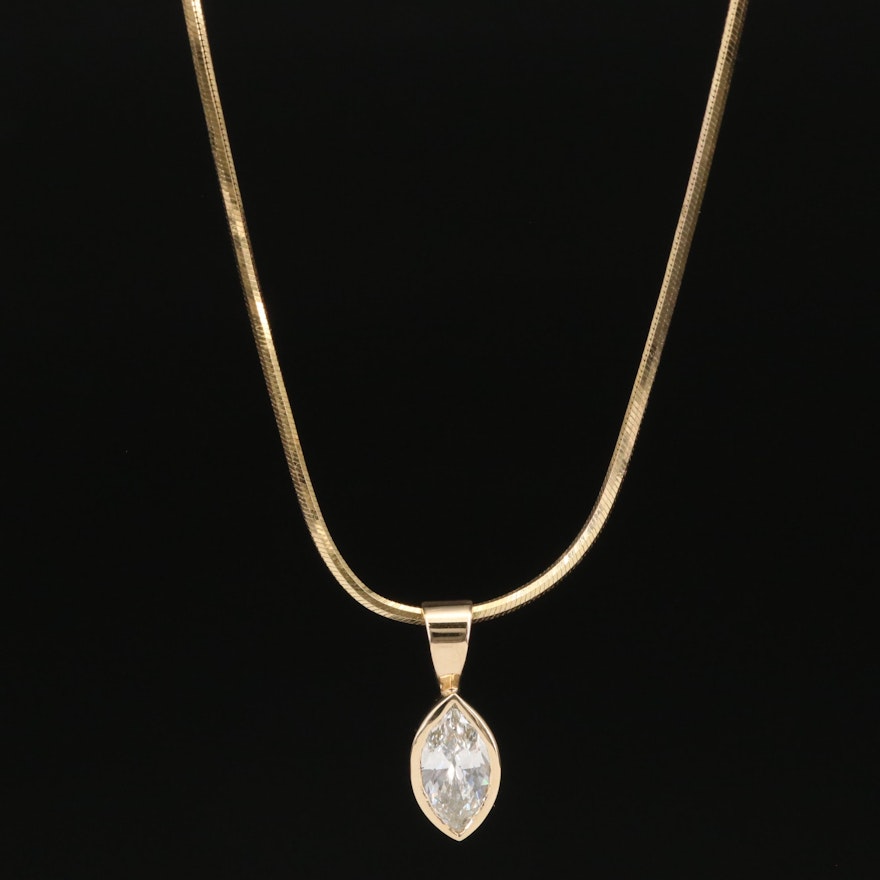 14K 1.03 CT Diamond Pendant Necklace
