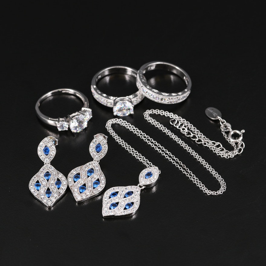 Stauer Sterling Spinel and Cubic Zirconia Necklaces, Rings and Earrings