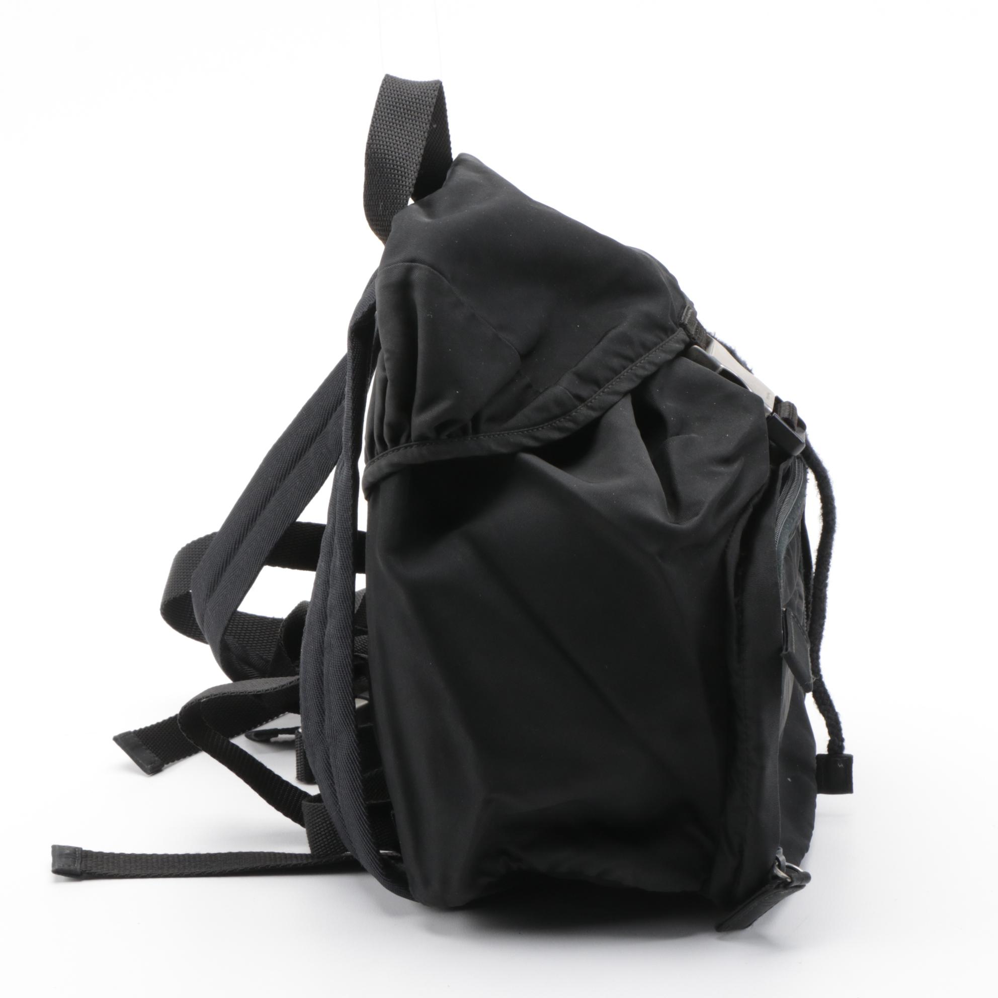 Prada Black Tessuto Nylon Drawstring Backpack