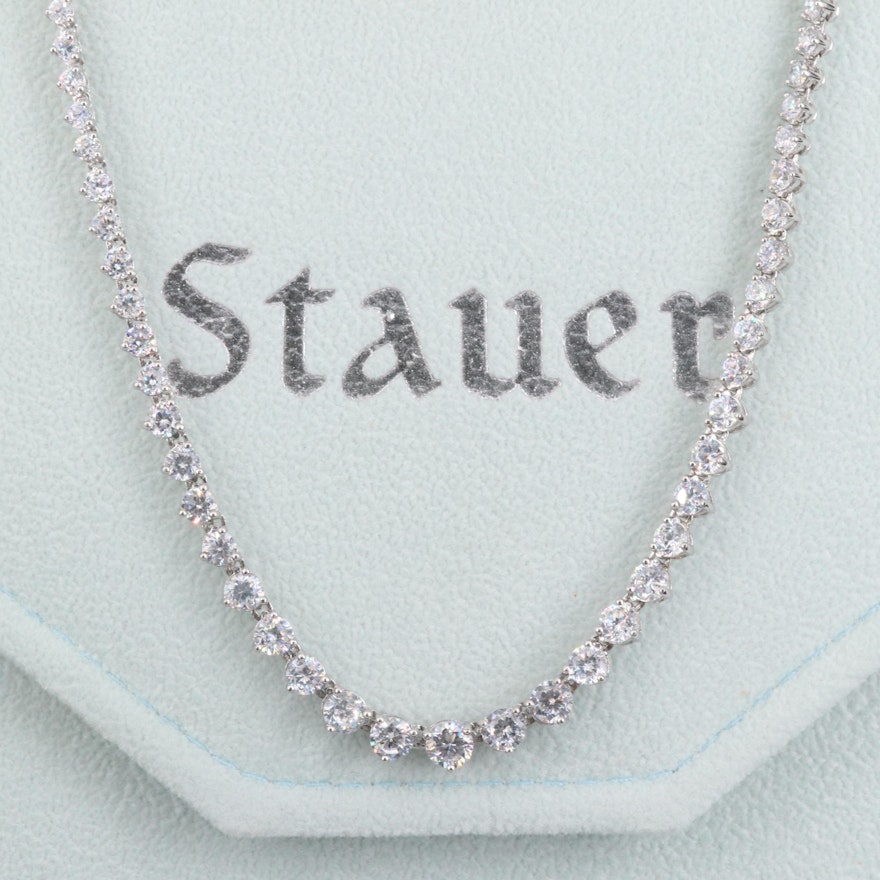 Stauer Sterling Silver Cubic Zirconia Graduated Riviera Necklace