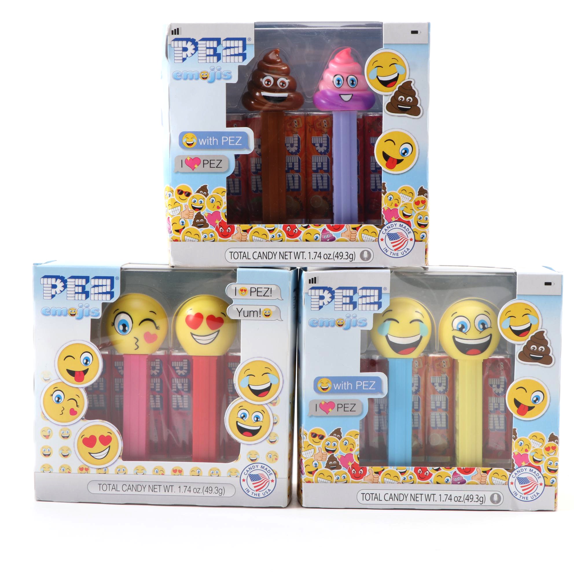 PEZ "Emoji" Dispensers, Including "Kissy Face", "Heart Eyes", and More