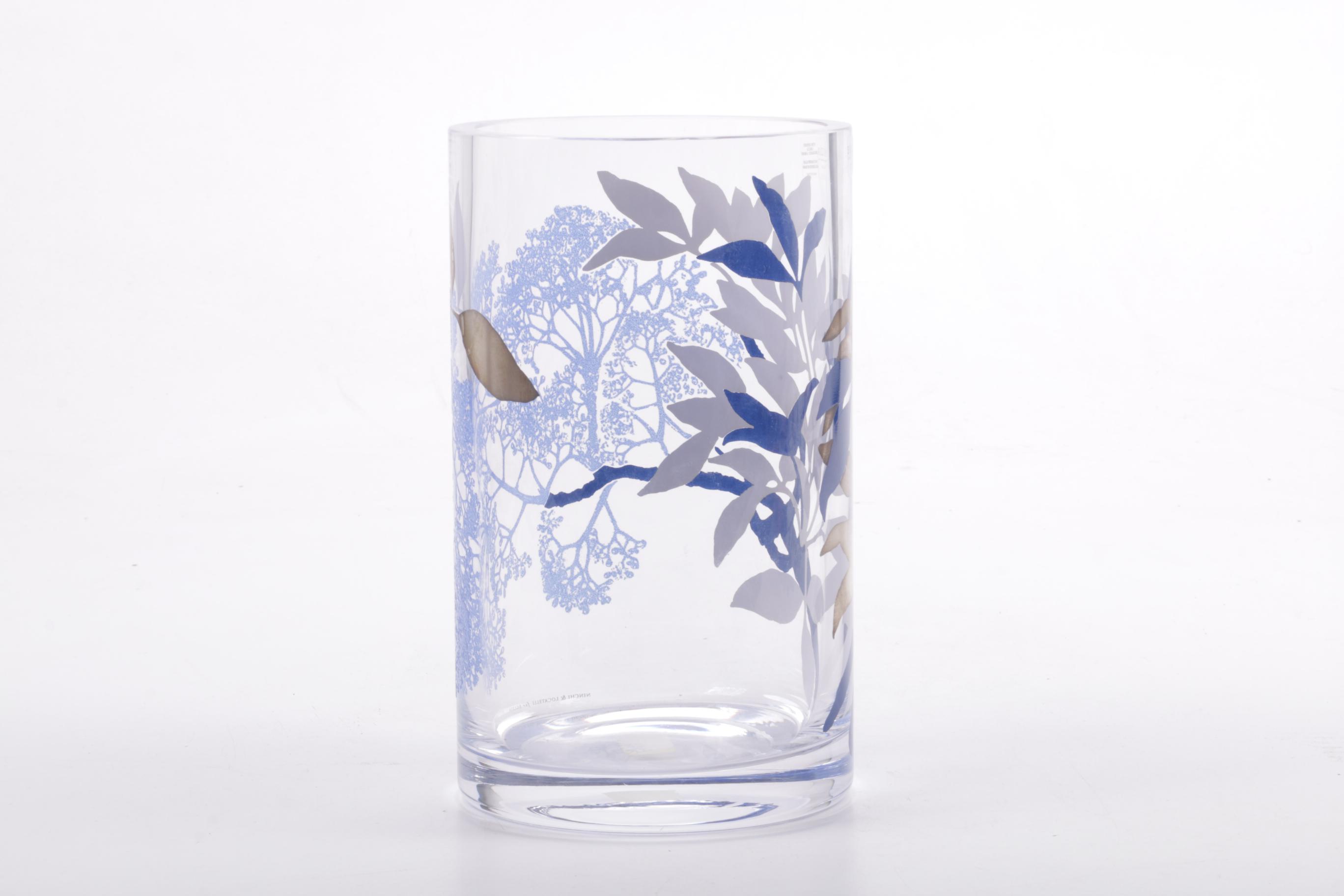 Egizia Italian Handblown Art Glass Vase with Silk Screen Design