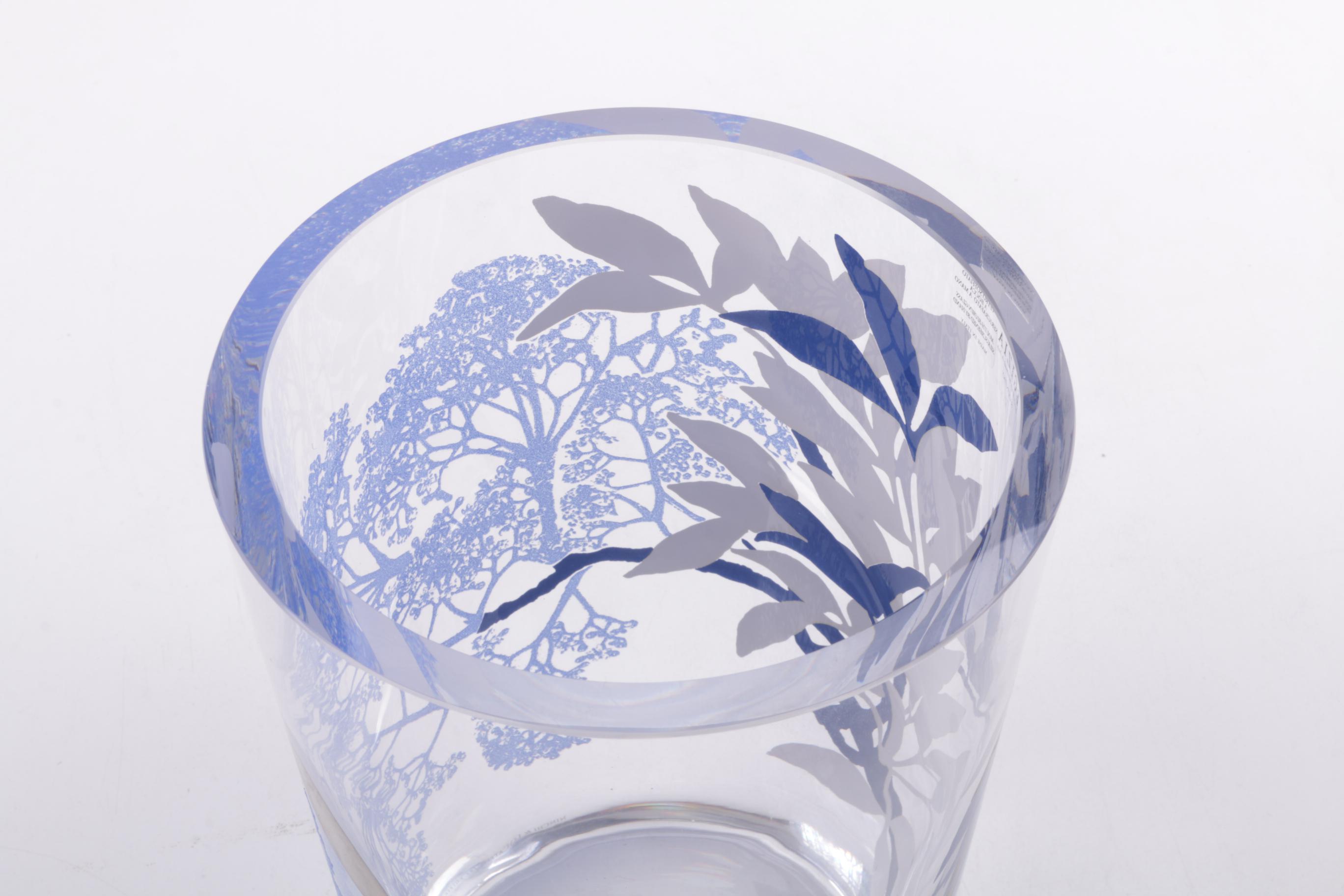 Egizia Italian Handblown Art Glass Vase with Silk Screen Design