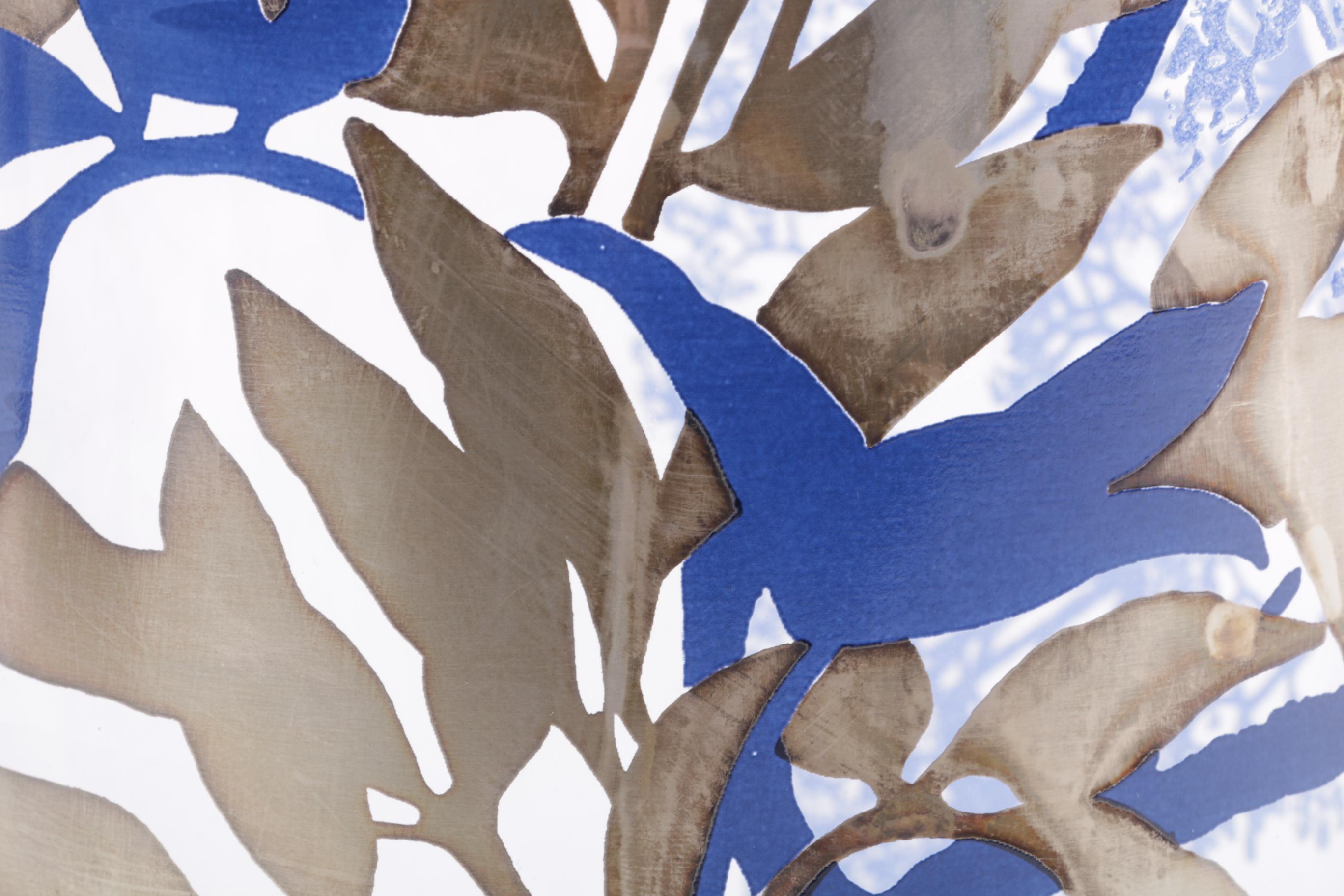 Egizia Italian Handblown Art Glass Vase with Silk Screen Design