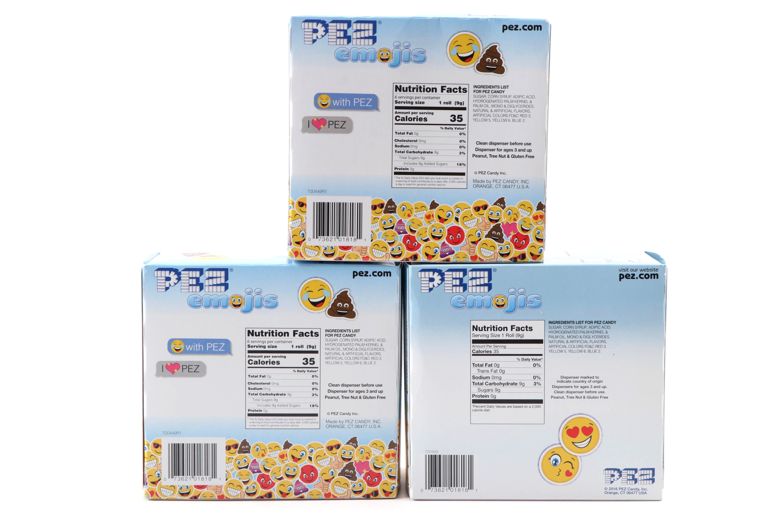 PEZ "Emoji" Dispensers, Including "Kissy Face", "Heart Eyes", and More