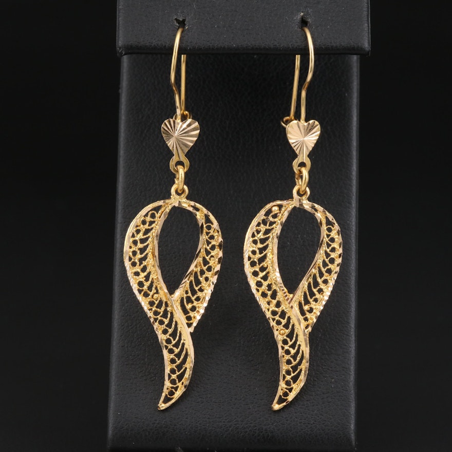 18K Openwork Dangle Earrings