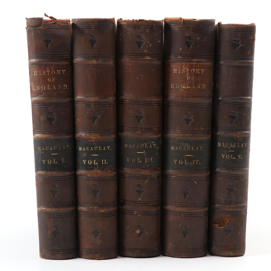 "The History of England" Five-Volume Full Set by Macaulay, 1854–1862