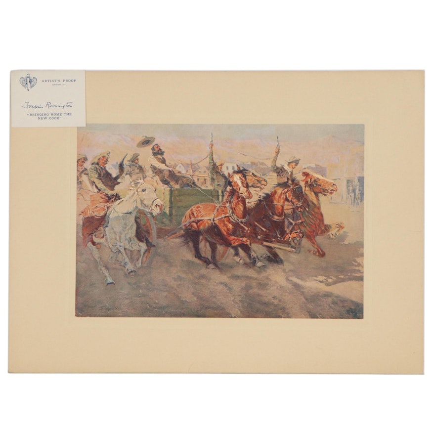 Offset Lithograph after Frederic Remington "Bringing Home the New Cook"