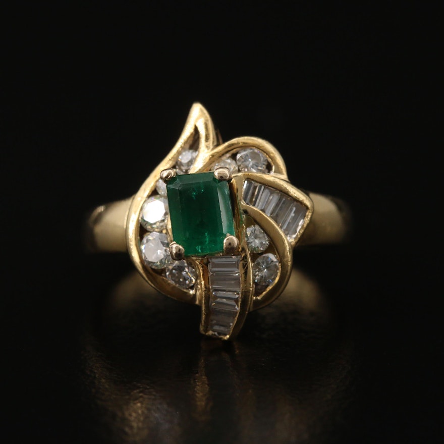 18K Emerald and Diamond Ring