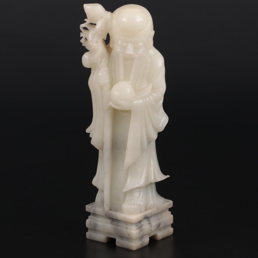 Chinese Style Carved Serpentine "Shoulao" Figurine