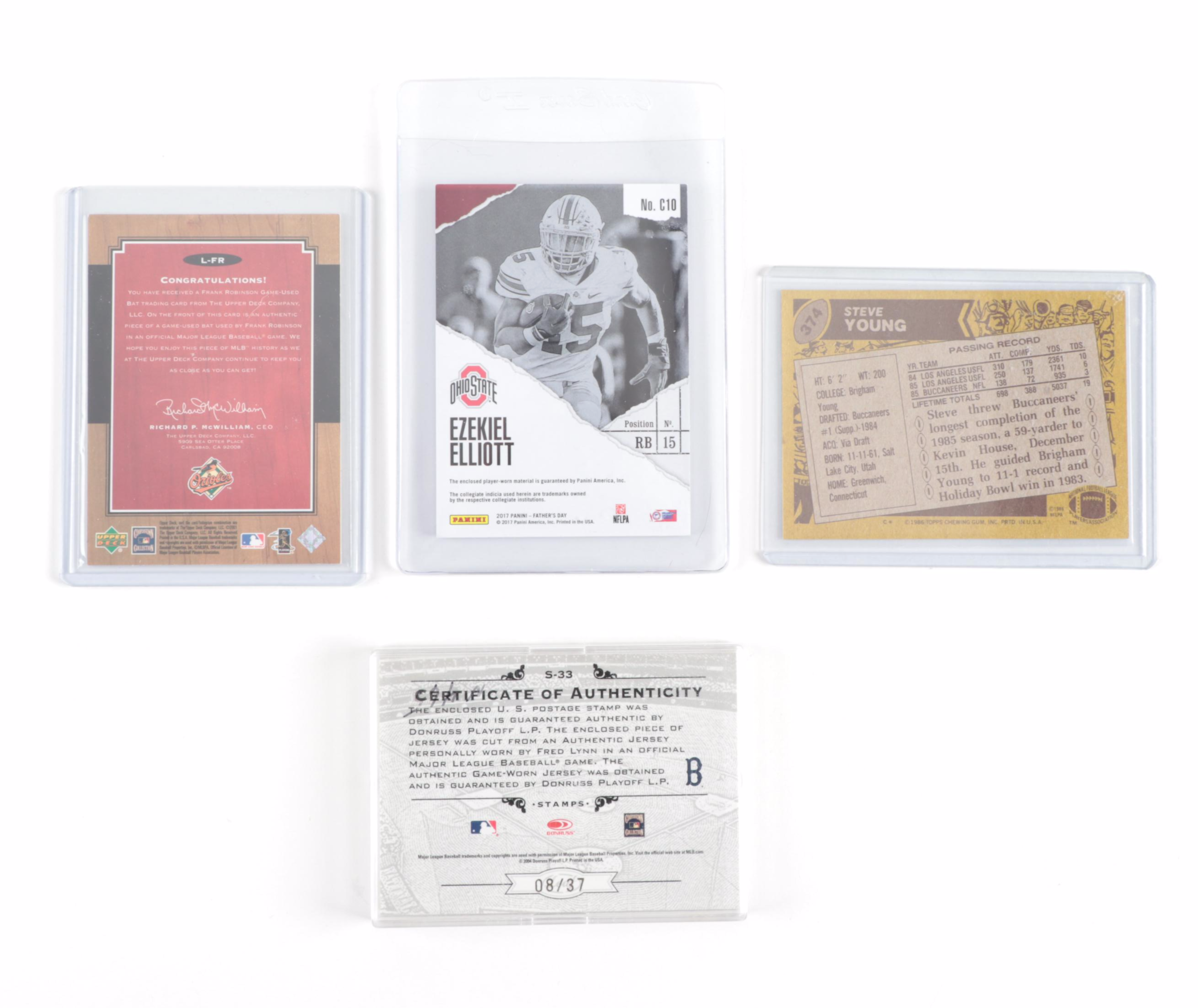 Certified Autograph Sports Cards, Steve Young Rookie, and Elliott Relic