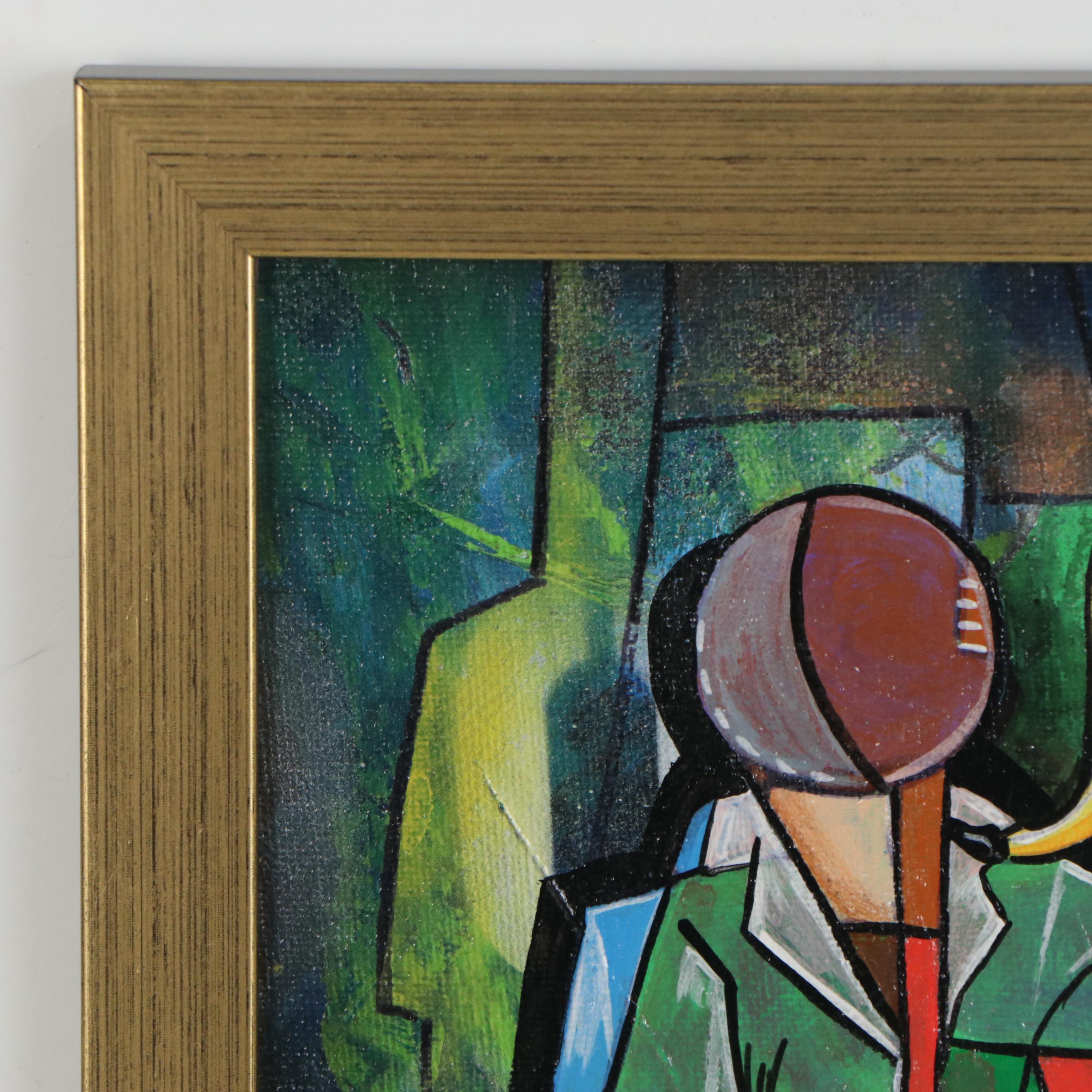 Ricardo Maya Abstract Acrylic Painting of Musicians