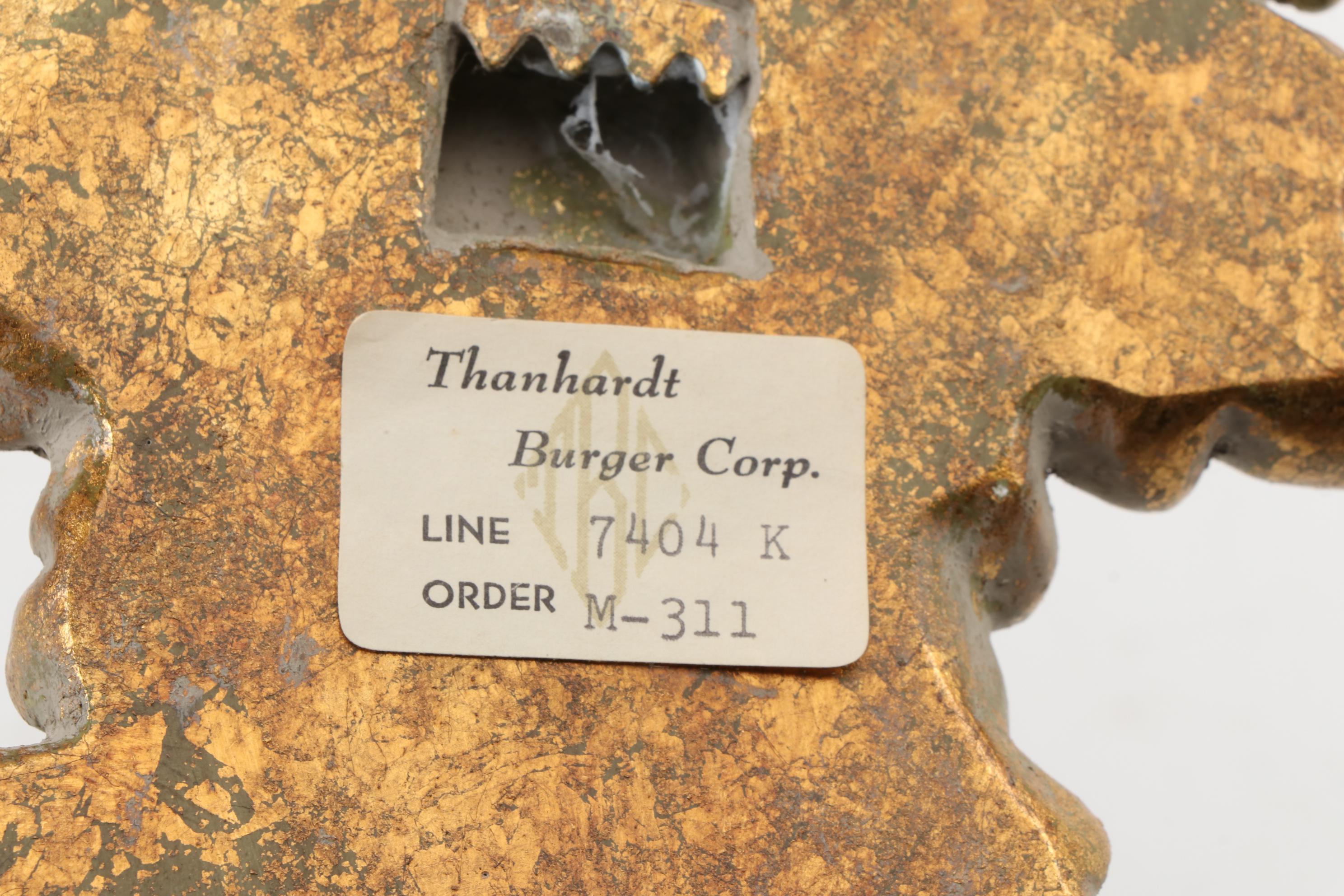 Brass Candle Holders, Easels and Thanhardt Burger Gilt Plaster Wall Decor