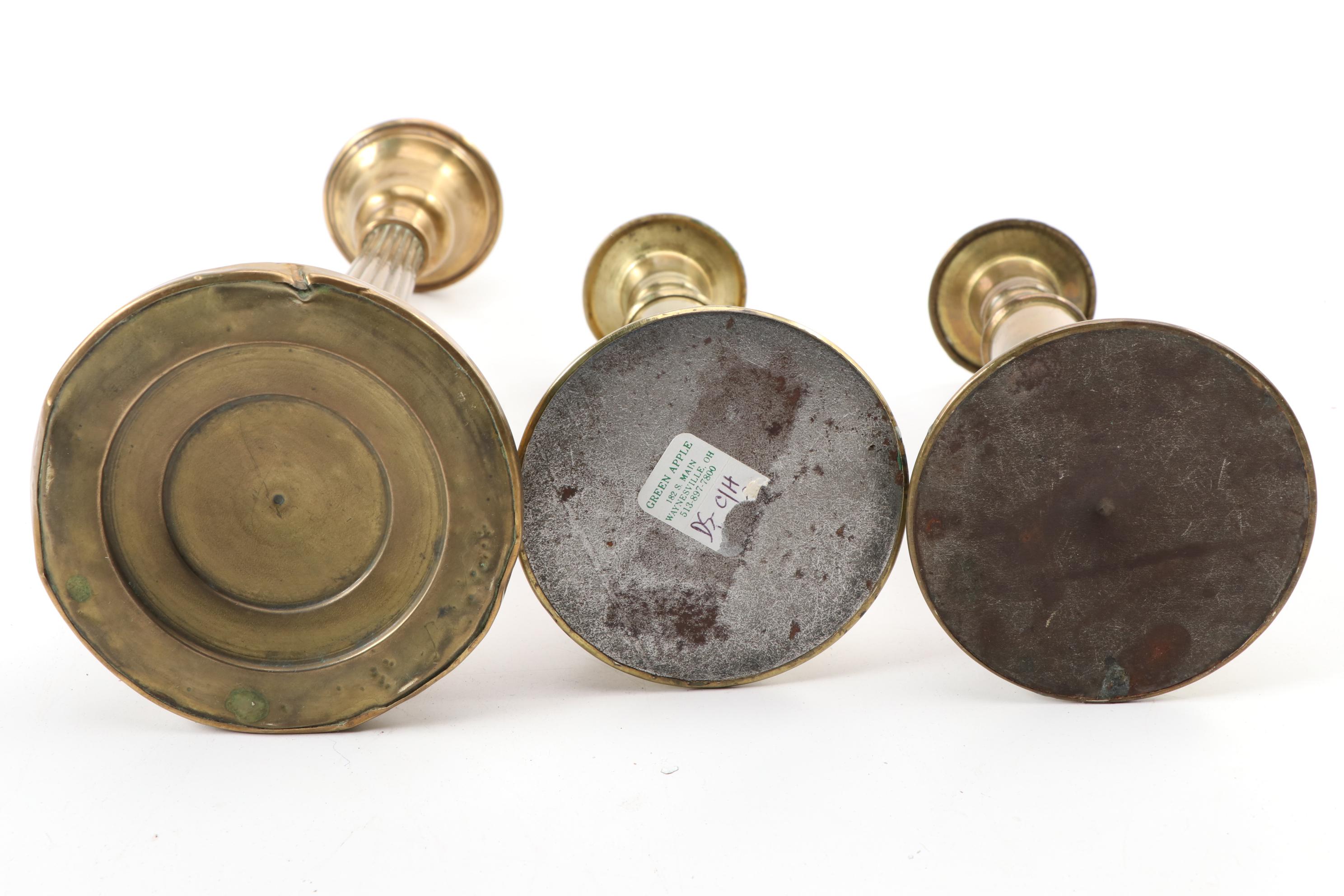 Brass Candle Holders, Easels and Thanhardt Burger Gilt Plaster Wall Decor