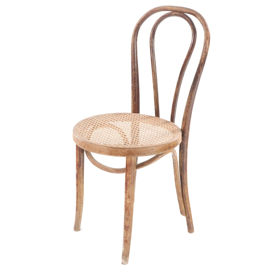 Thonet Style Bentwood Side Chair with Caned Seat, Early 20th Century