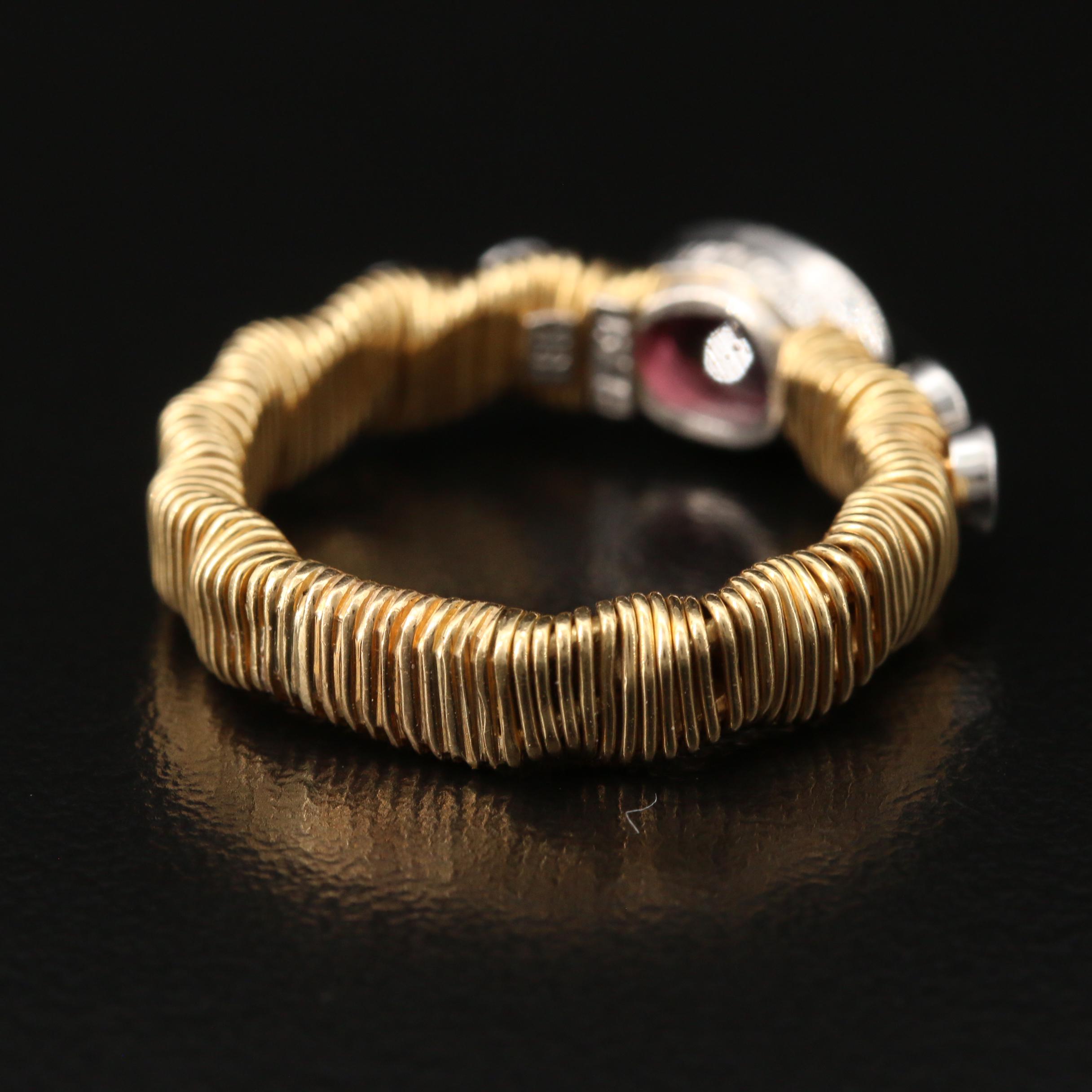 David Benlolo 18K and Platinum Pink Tourmaline and Diamond Wire Wrap Ring