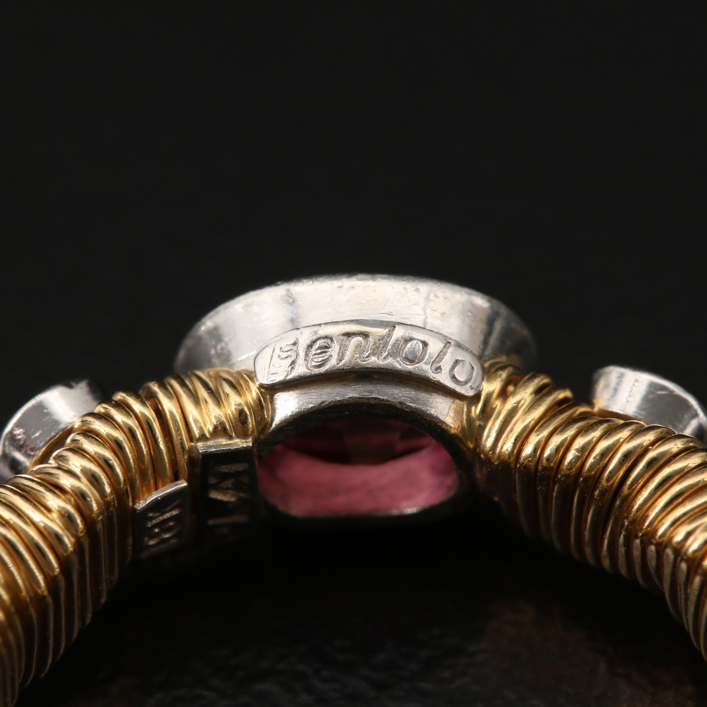 David Benlolo 18K and Platinum Pink Tourmaline and Diamond Wire Wrap Ring