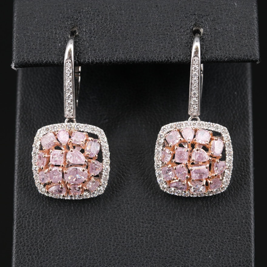 18K 4.86 CTW Diamond Drop Earrings with GIA Report
