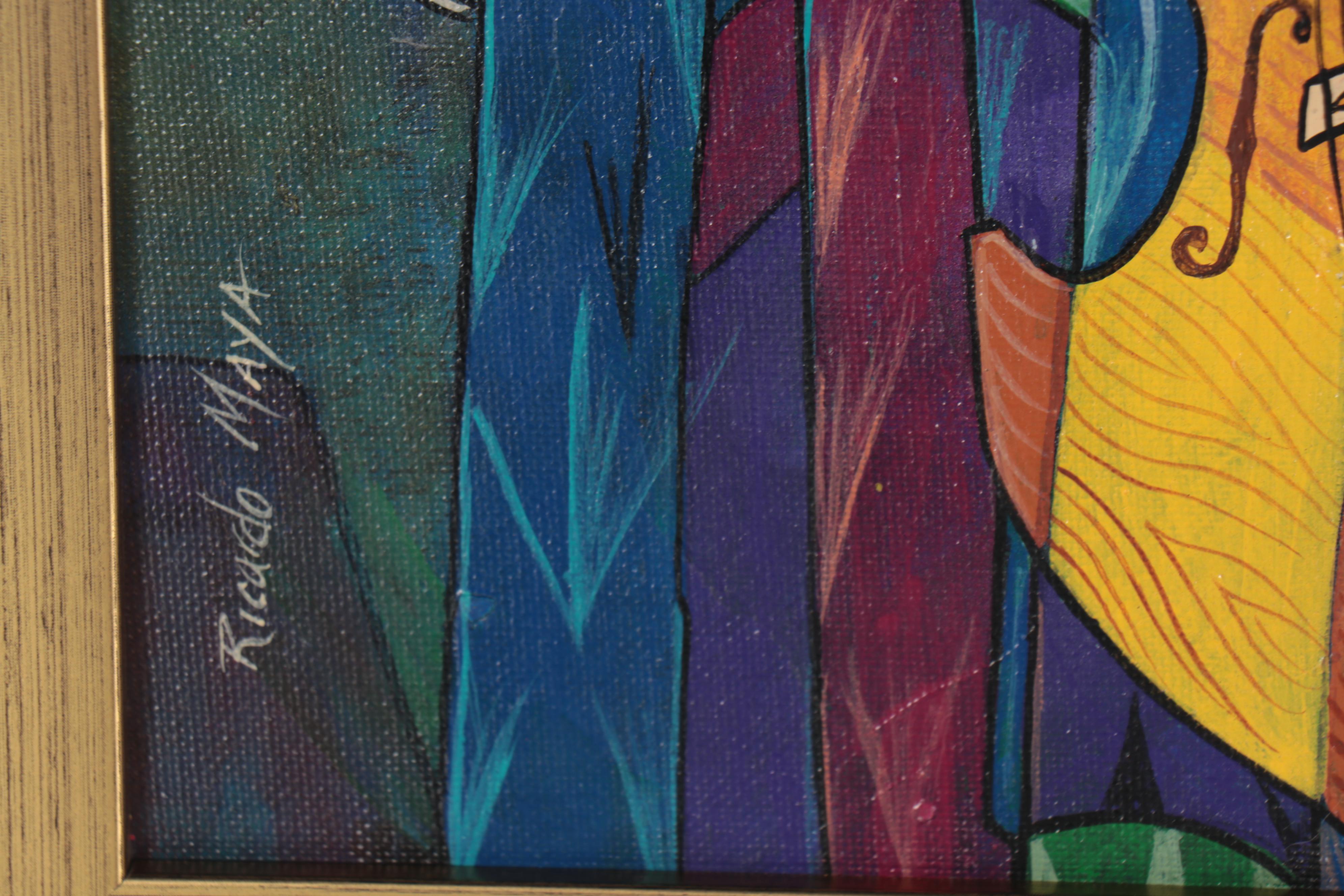 Ricardo Maya Abstract Figural Acrylic Painting of Musicians