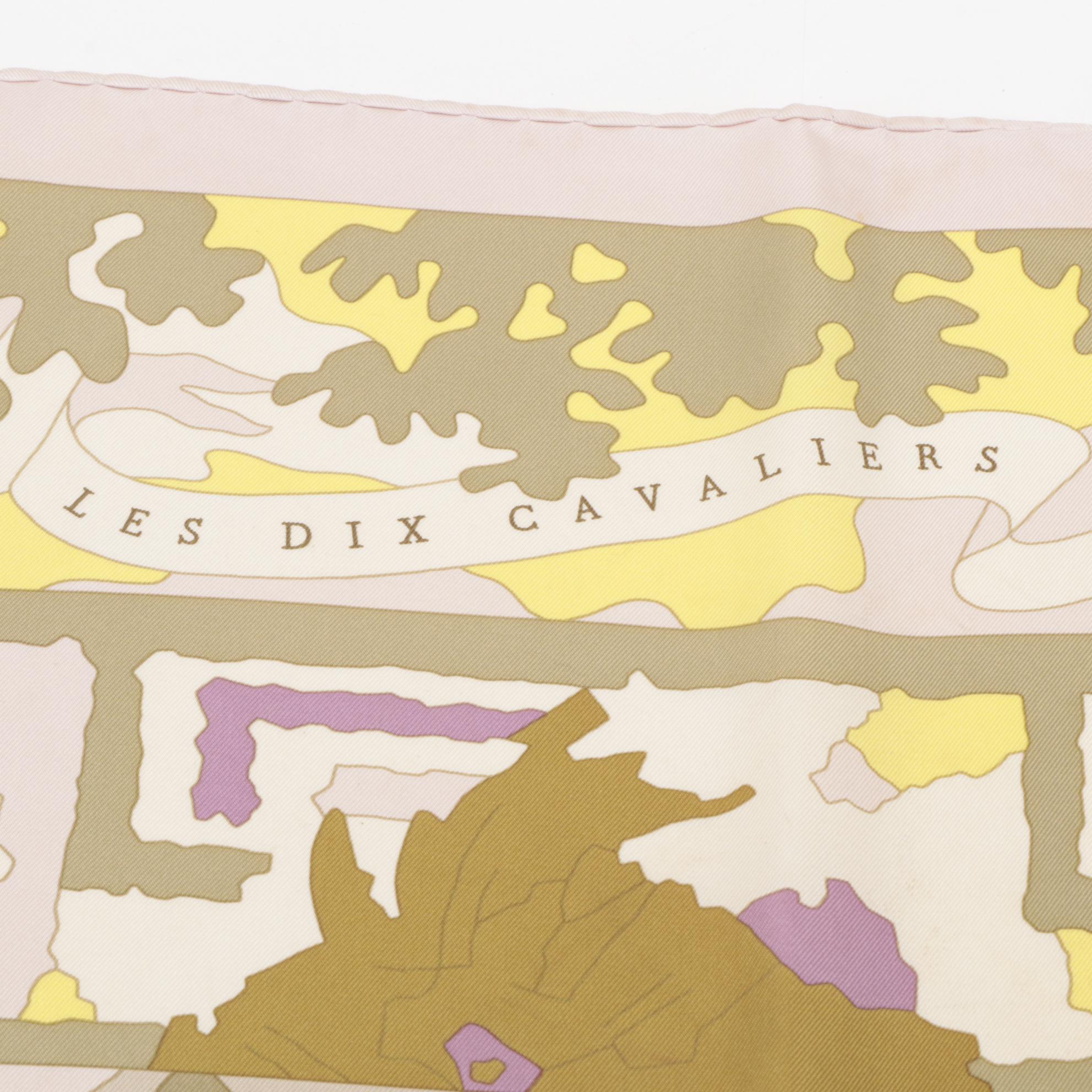 Hermès Paris "Les Dix Cavaliers" Silk Twill Scarf with Box