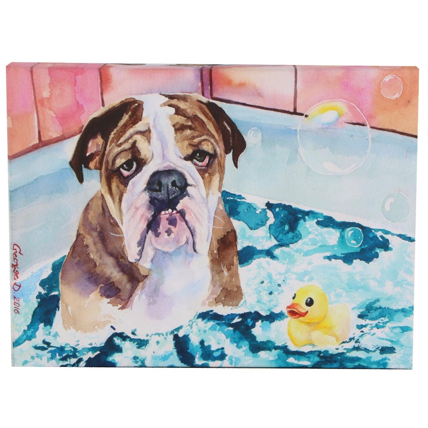 Offset Lithograph of Dog in the Bath, 2016