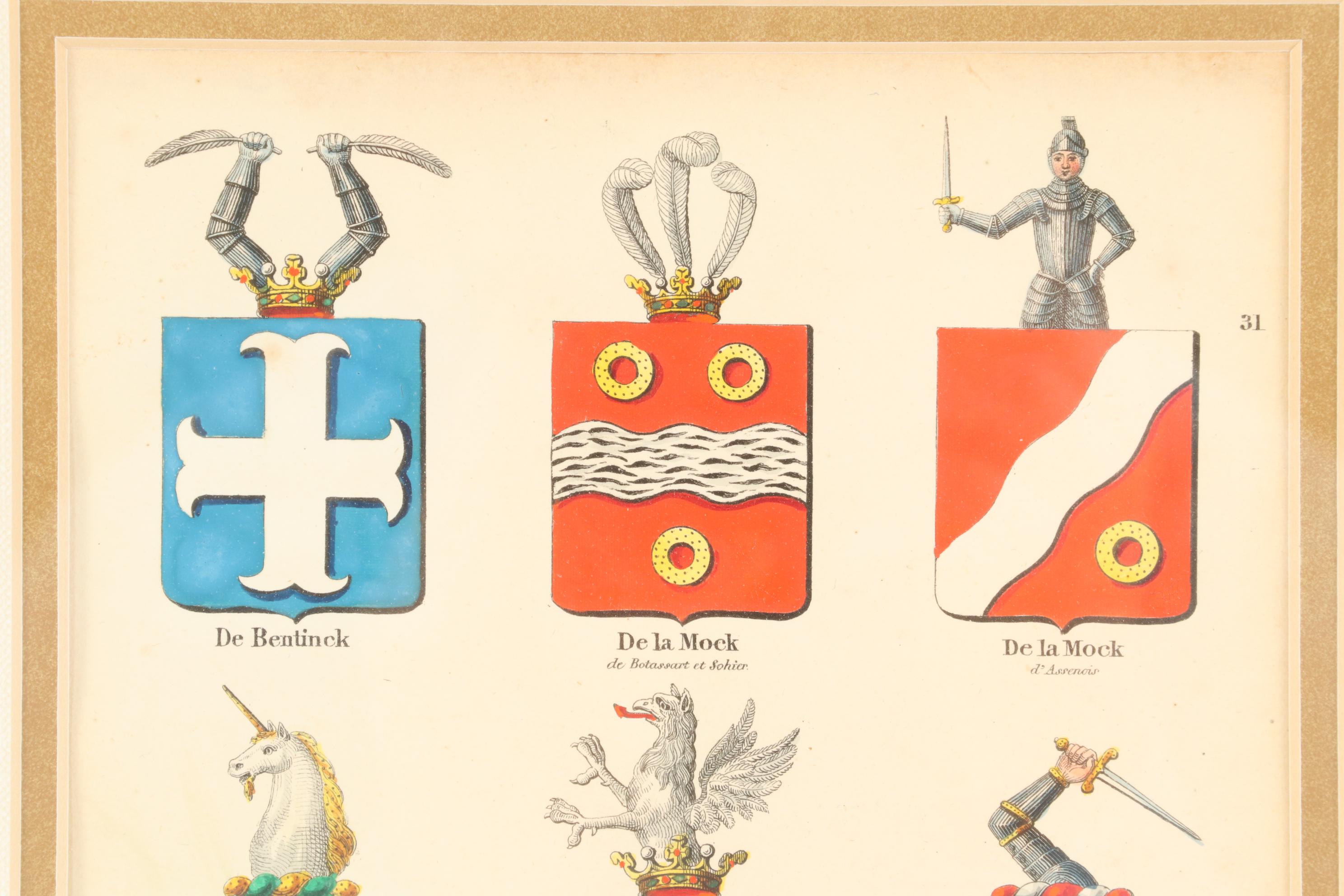 J.A.M. Jobard Color Lithograph of Coats of Arms from The Netherlands, 1825