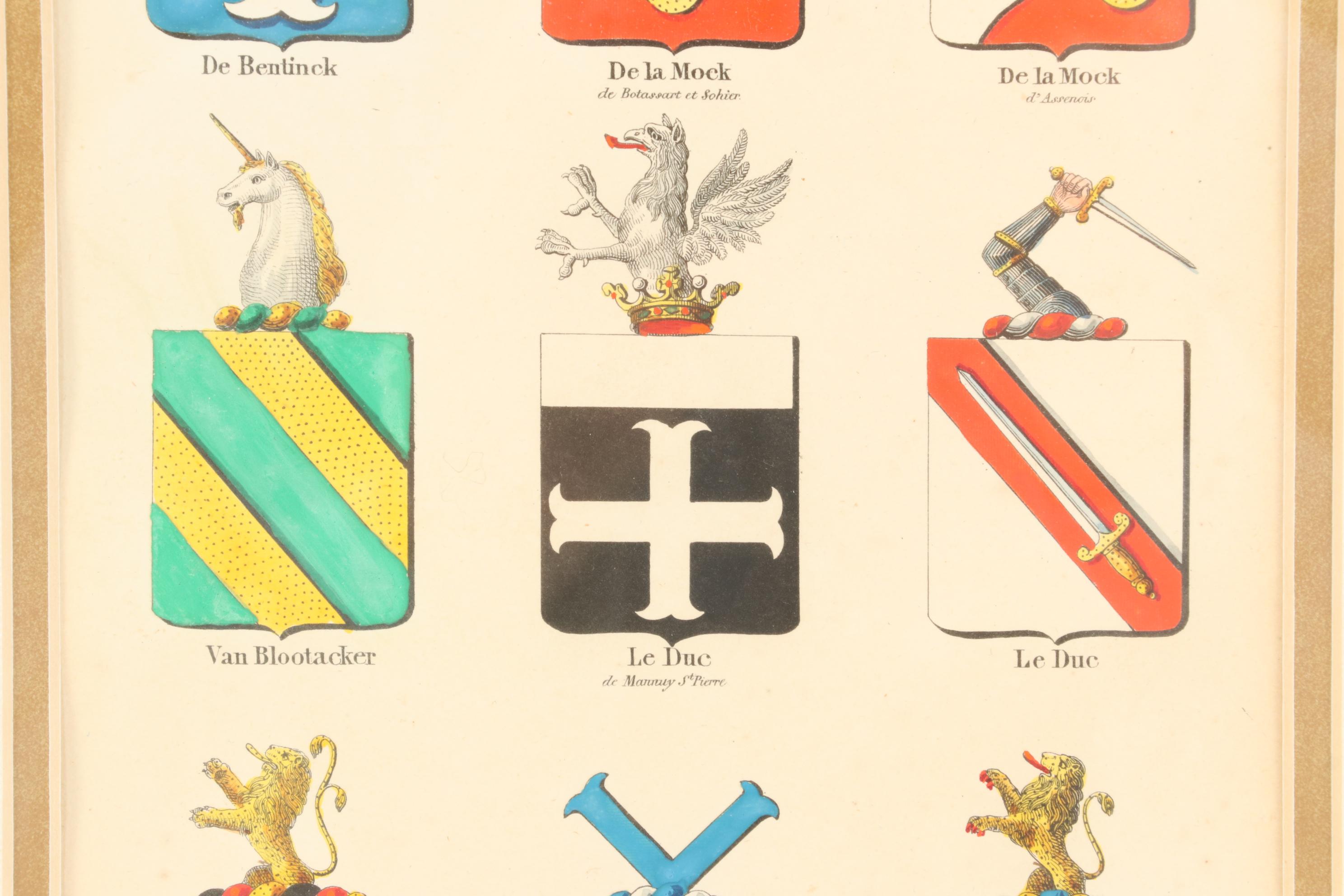 J.A.M. Jobard Color Lithograph of Coats of Arms from The Netherlands, 1825