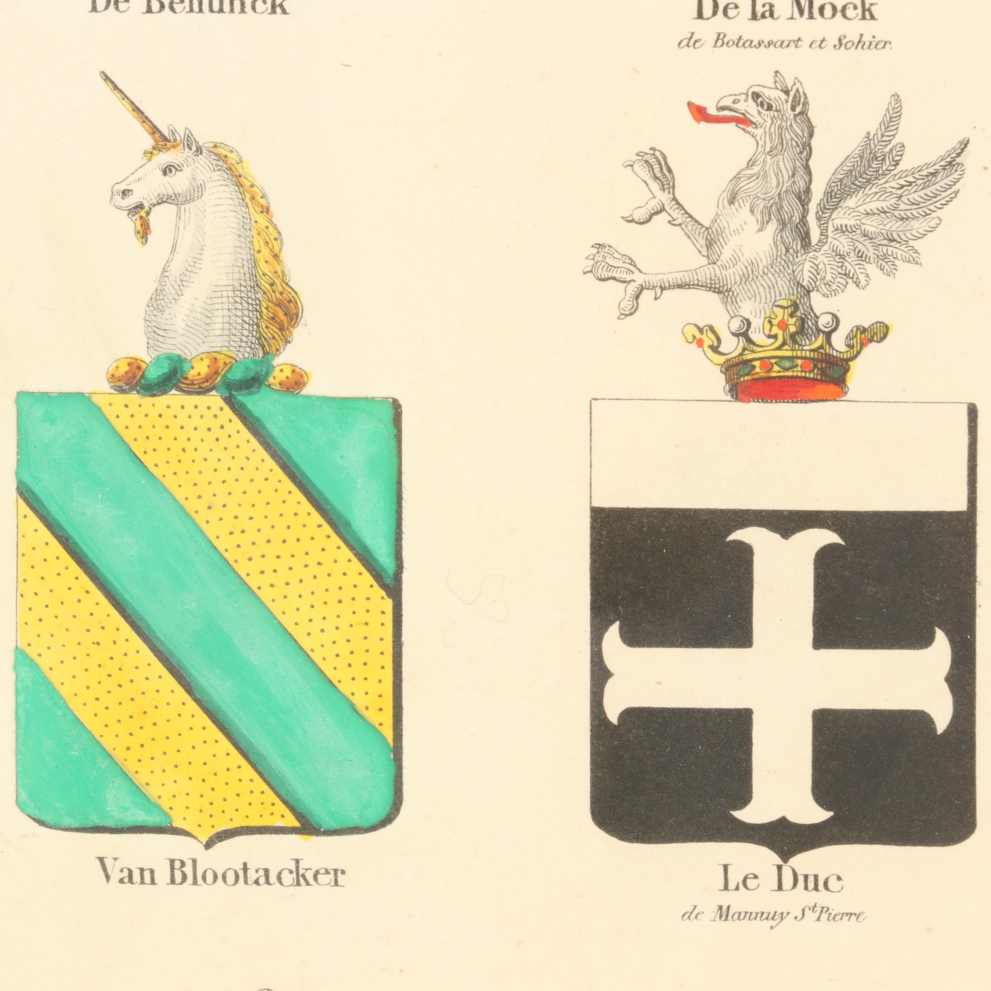 J.A.M. Jobard Color Lithograph of Coats of Arms from The Netherlands, 1825