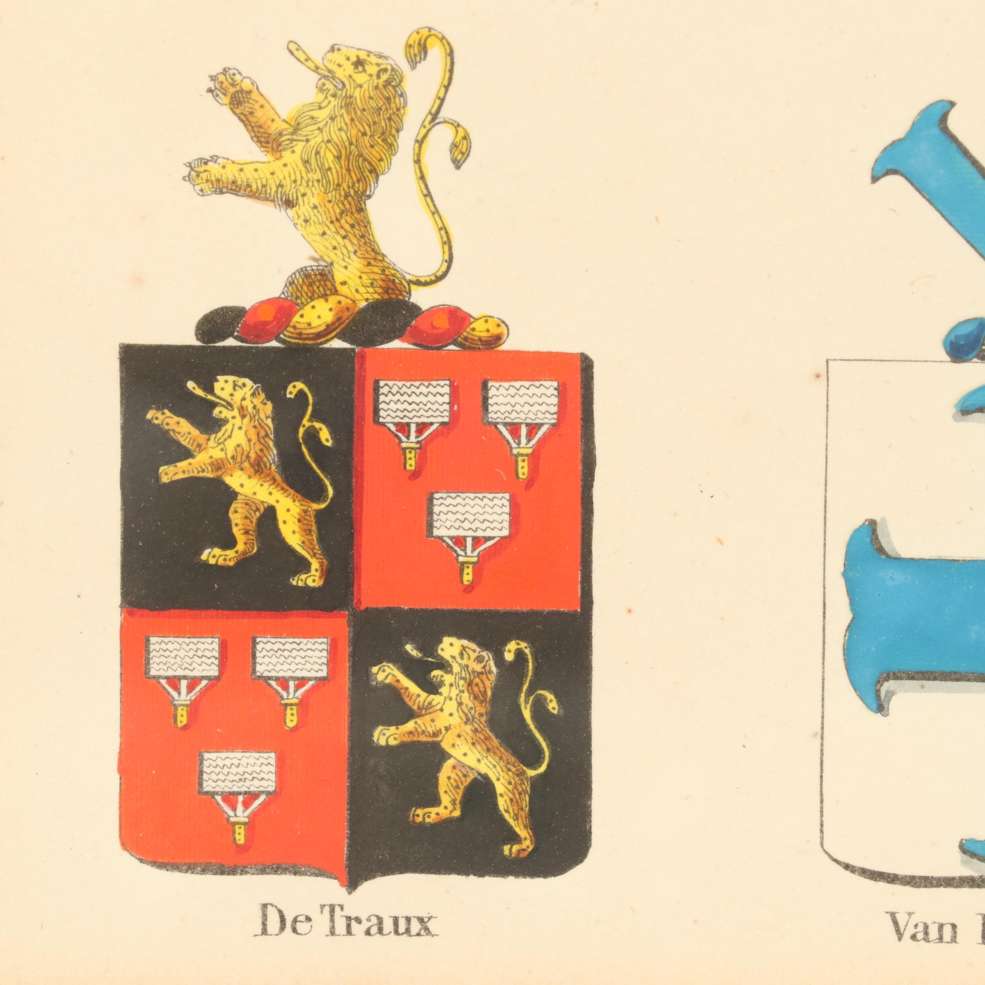 J.A.M. Jobard Color Lithograph of Coats of Arms from The Netherlands, 1825