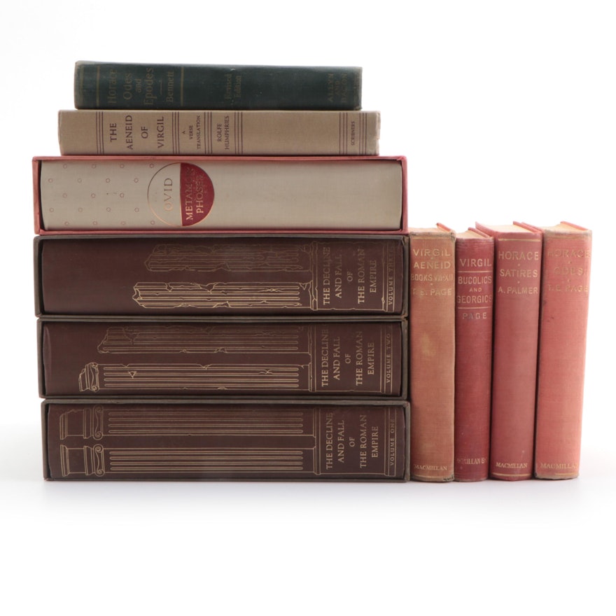 Roman Epic Poetry and History Books Including Ovid and Horace, Mid-20th Century