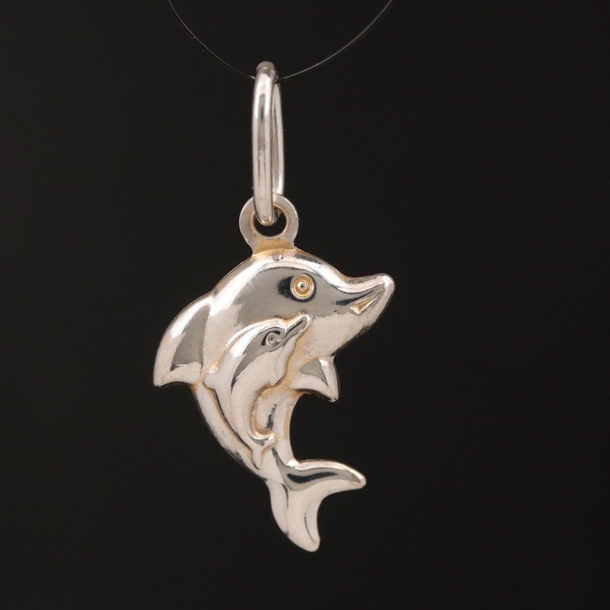 18K Double Dolphin Pendant