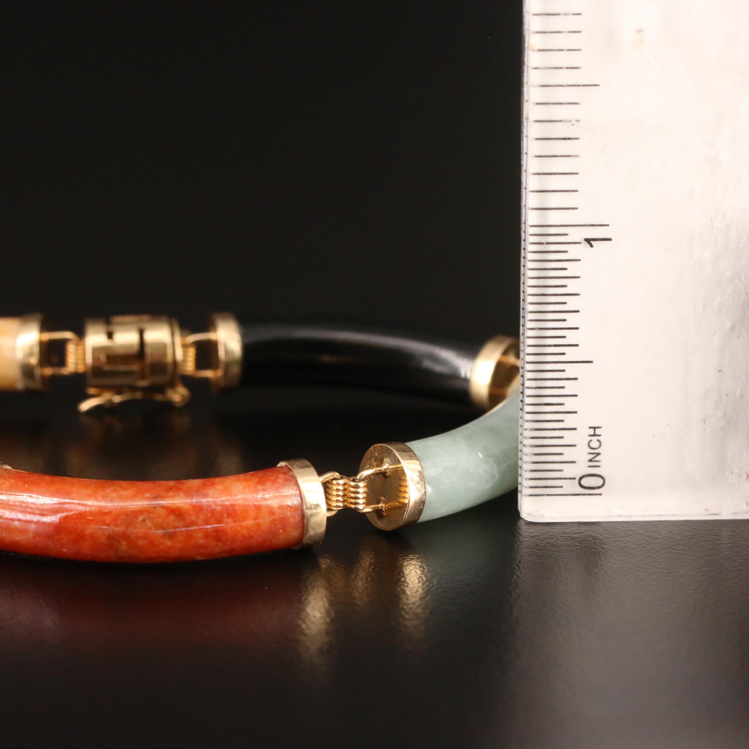 14K Jadeite and Black Onyx Bar Bracelet