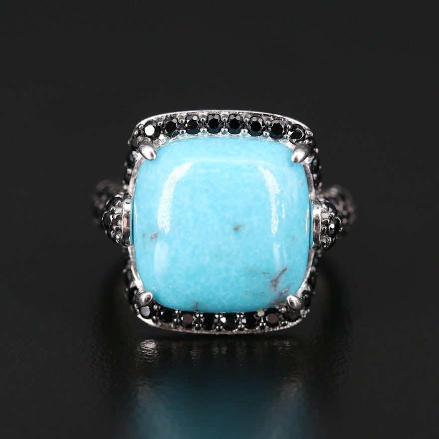 Sterling Turquoise and Spinel Ring