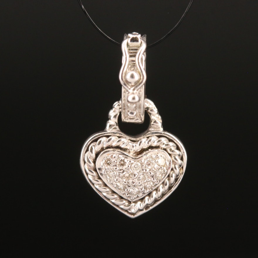 14K Diamond Heart Enhancer Pendant