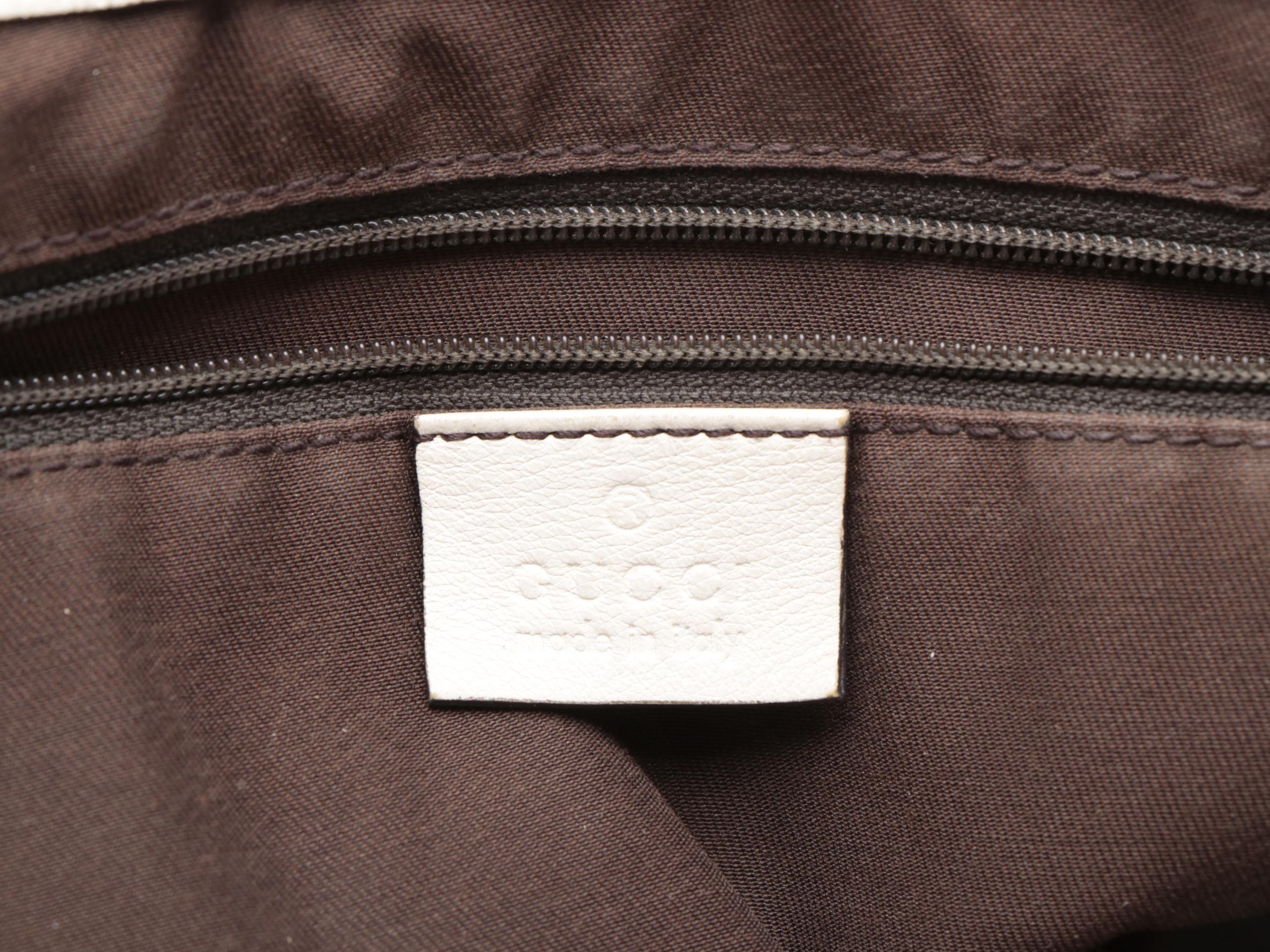 Gucci Abbey D-Ring Tote Bag in GG Canvas and Off-White Leather