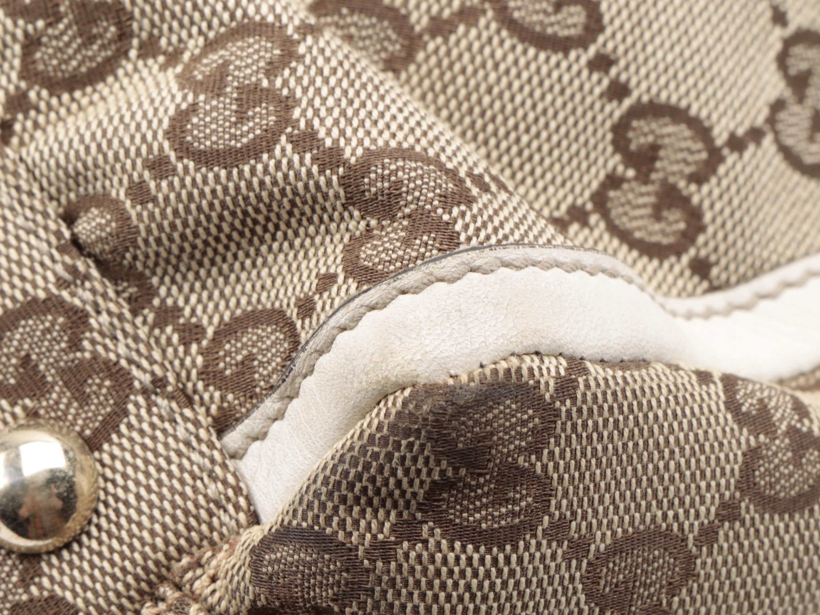 Gucci Abbey D-Ring Tote Bag in GG Canvas and Off-White Leather