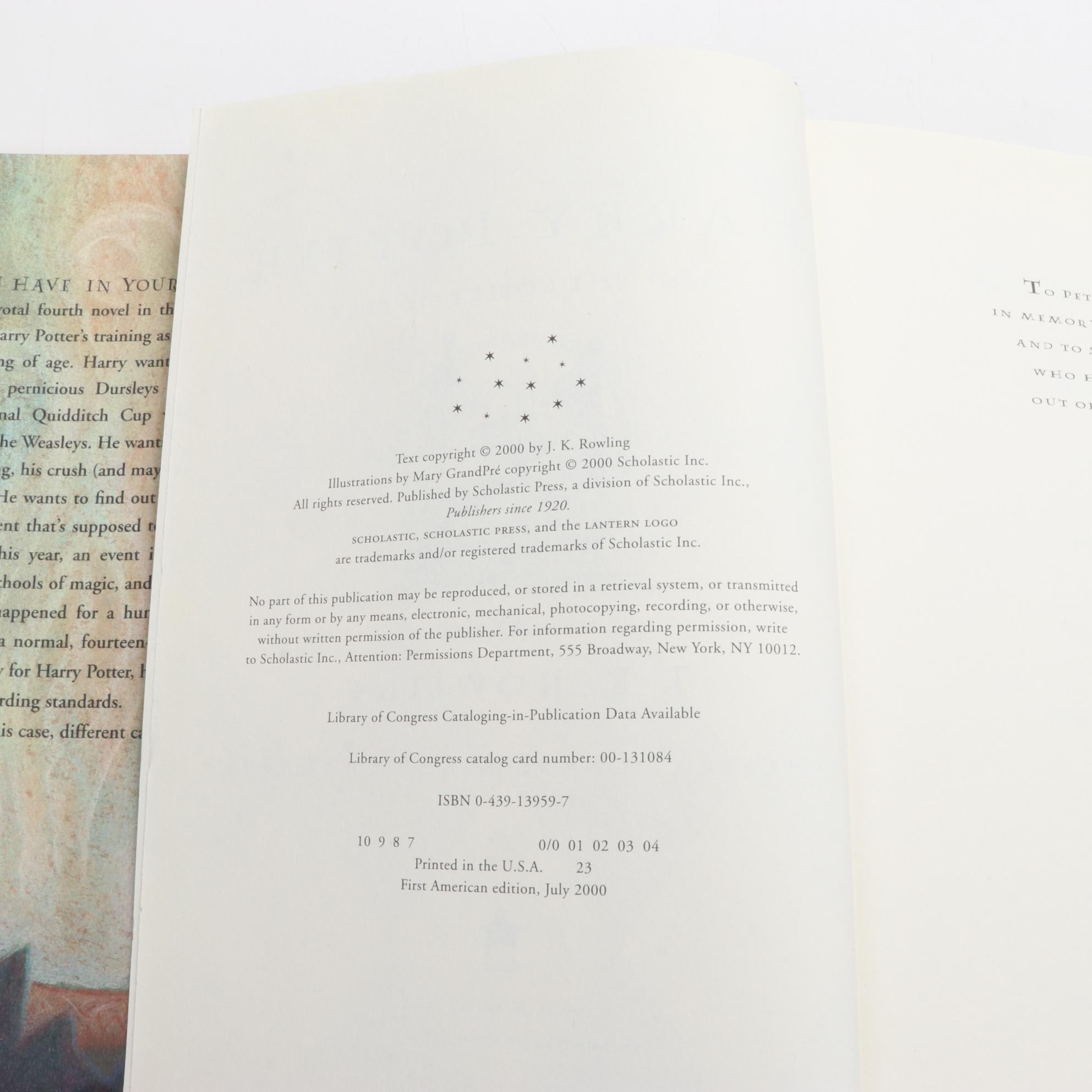 First American Edition "Harry Potter" Books by J. K. Rowling