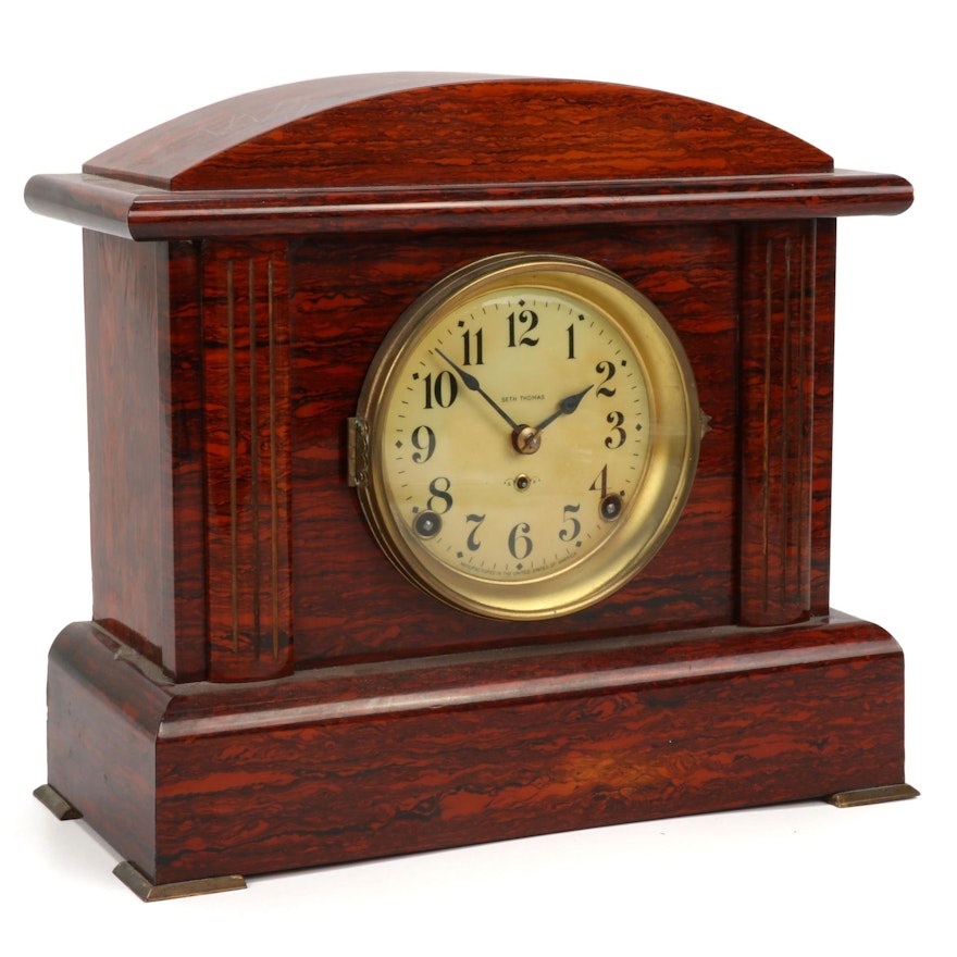 Seth Thomas Sonora Red Adamantine Mantel Clock, Early 20th Century