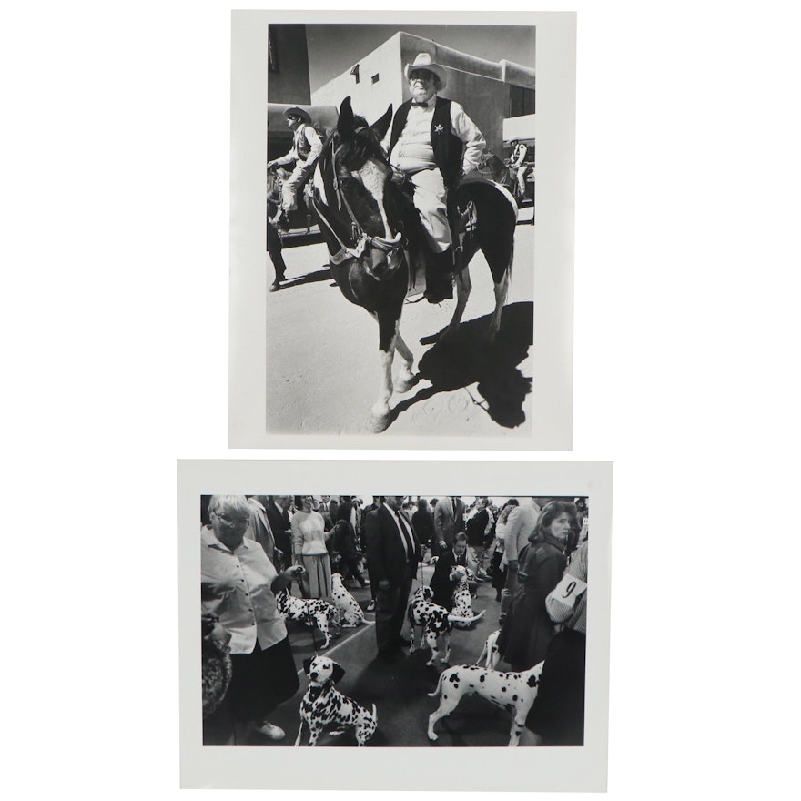 William D. Wade Silver Gelatin Prints of Figure on Horseback and Dogs