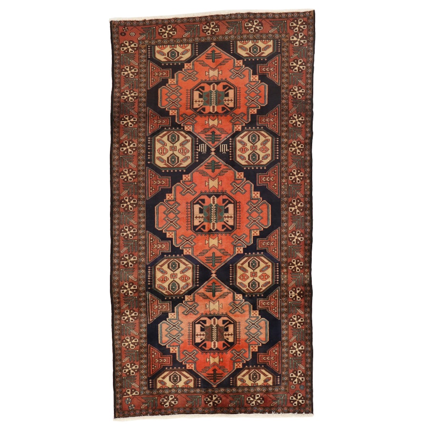 4'9 x 9'5 Hand-Knotted Persian Hamadan Wool Rug