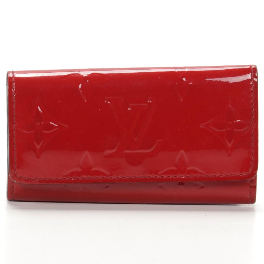 Louis Vuitton Four-Key Hook Case in Red Monogram Vernis Leather