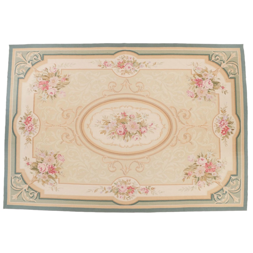 9'7 x 13'11 Handwoven French Aubusson Style Room Sized Rug