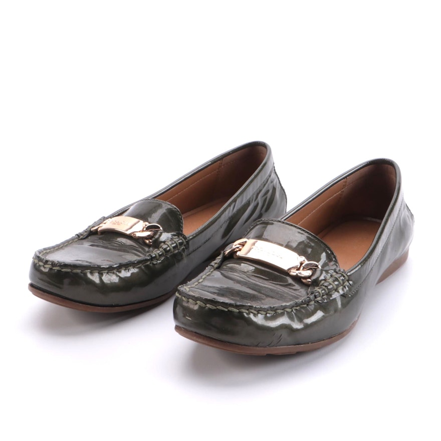 Coach Loafers in Olive Patent Leather