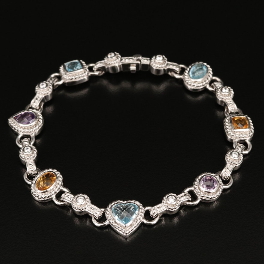 Judith Ripka Sterling Silver Gemstone Bracelet